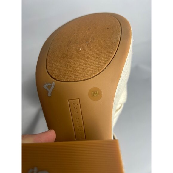 Copper Key Womens Platform Heeled Sandals 8M Beige Linen Blend Knotted Strap - Picture 5 of 9